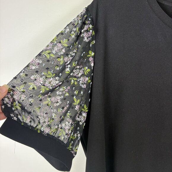 CeCe Swiss Dot Blouse Woman’s Sz 2X Plus Black Short Sleeve Coquette Romantic - Picture 2 of 8